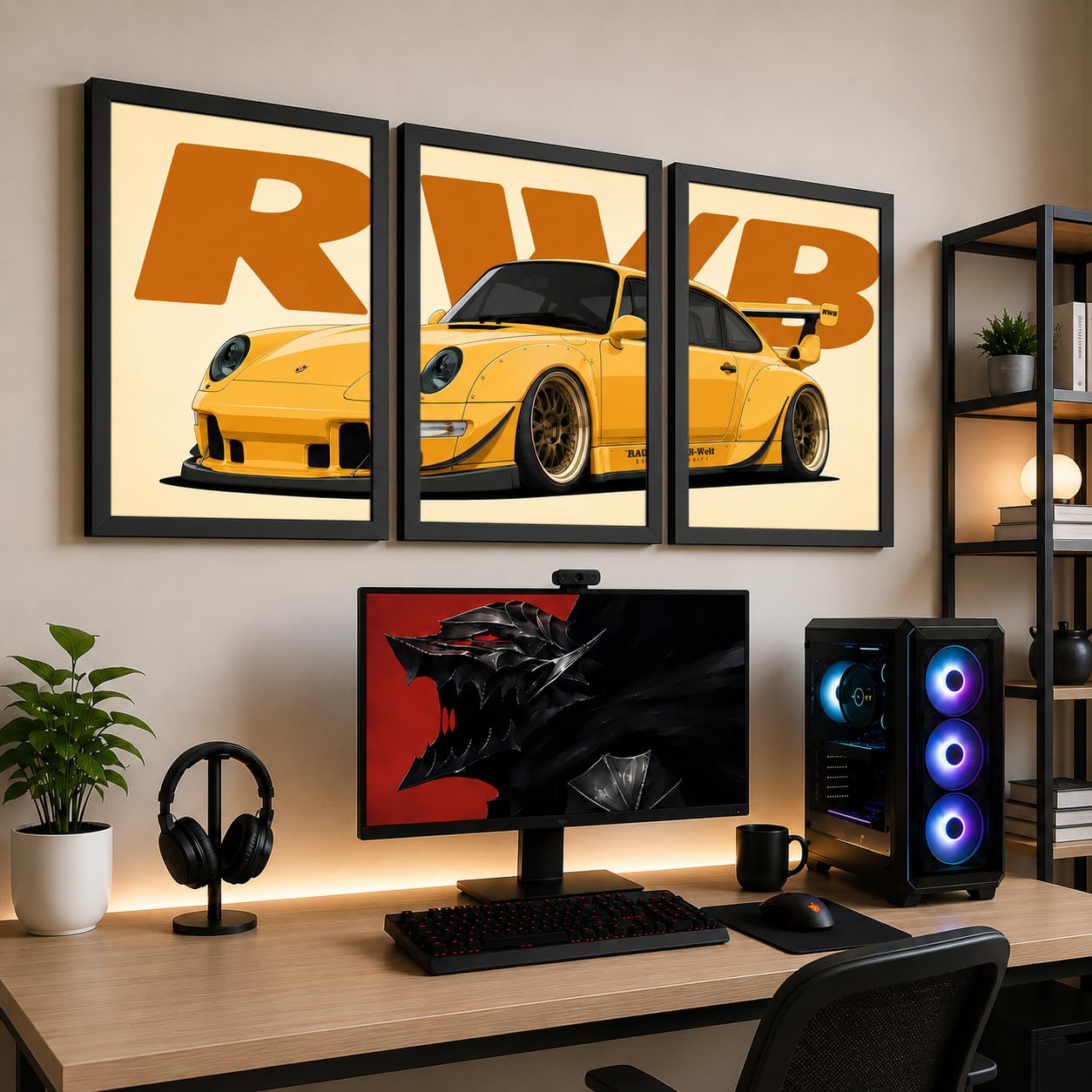 VENUXE ARTS Set Of 3 Big Sports Cars Framed Posters Gift Items for Boys Room Wall Decoration Bedroom Living Room Office Studio Décor | Car Poster Frame for Wall Décor