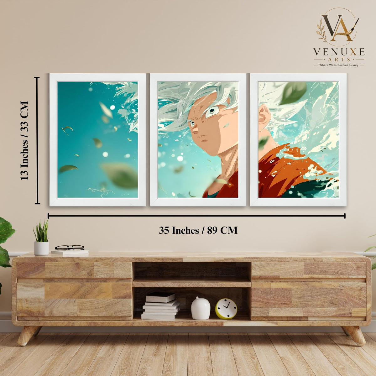 VENUXE ARTS Set Of 3 Anime Characters Wall Framed |Anime Characters Framed Poster for Living Room Bedroom Gaming Room Studio Wall Decor
