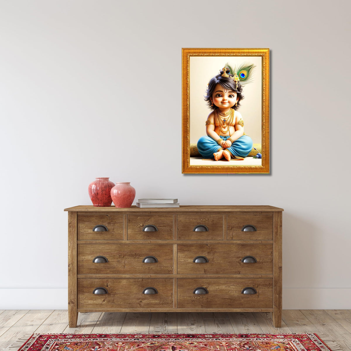 CRAFT QUEST Bal Gopal Painting | Krishna Photo Frames for Walls, Home, Bedroom, Living Room and Home Decor Item
