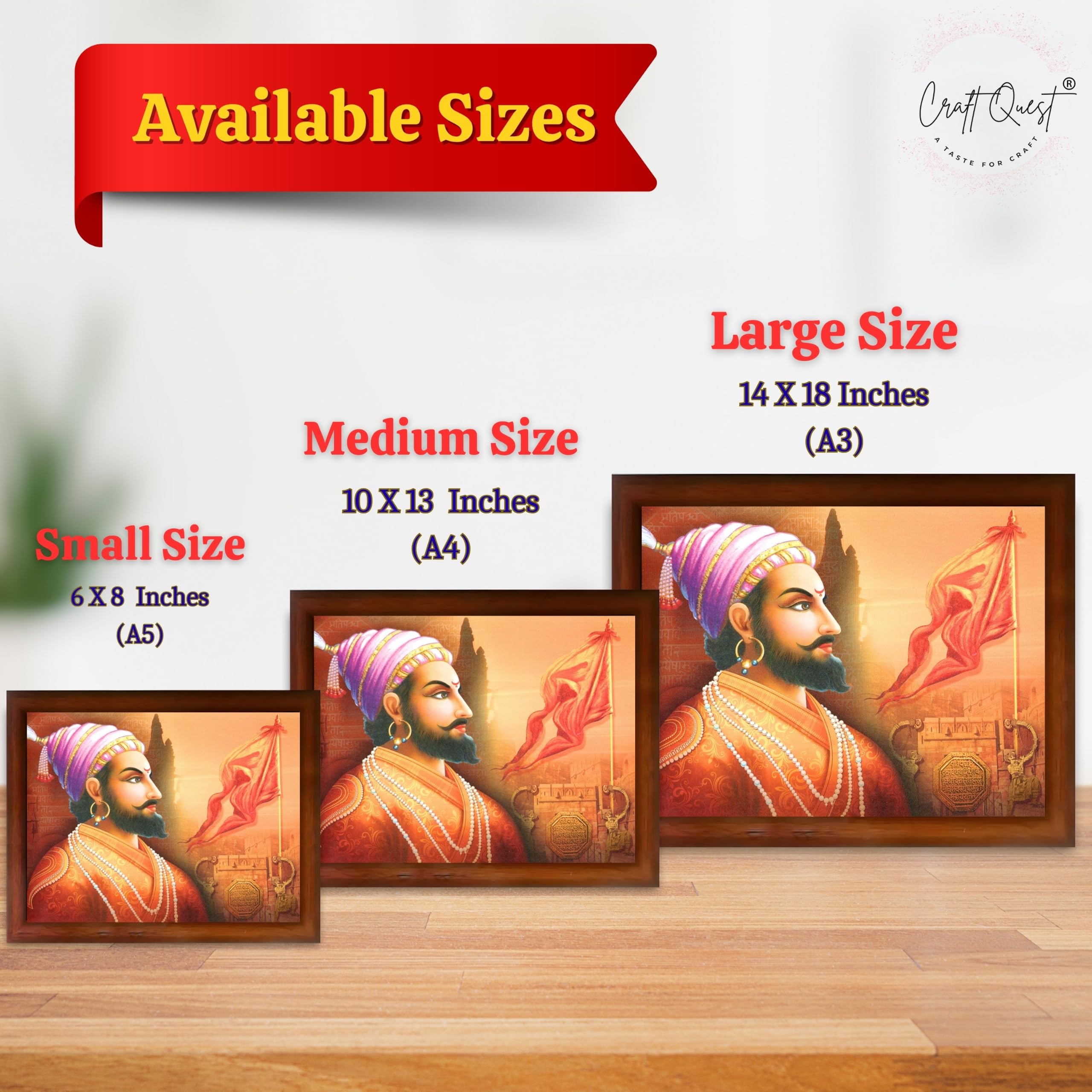 CRAFT QUEST Shri Chhatrapati Shivaji Maharaj Wall Photo Frame | Lightweight | Home Decoration Item | Best Gifting Option