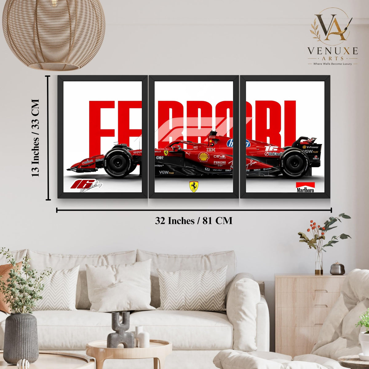 VENUXE ARTS Set Of 3 Big Sports Cars Framed Posters Gift Items for Boys Room Wall Decoration Bedroom Living Room Office Studio Décor | Car Poster Frame for Wall Décor