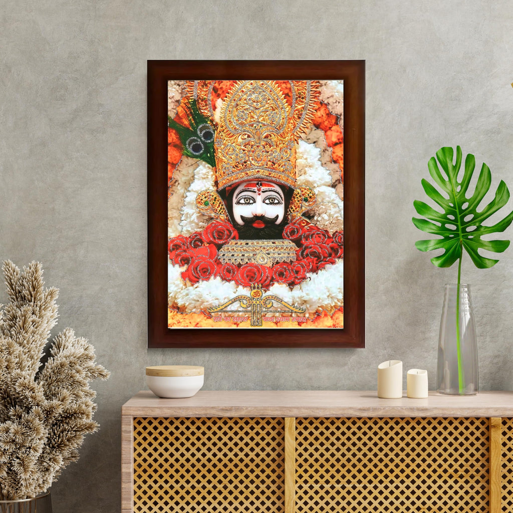 CRAFT QUEST Khatu Shyam Ji | Shyam Baba | Hare Ka Sahara Baba Shyam Hamara Photo Frame with Acrylic glass Wall Painting