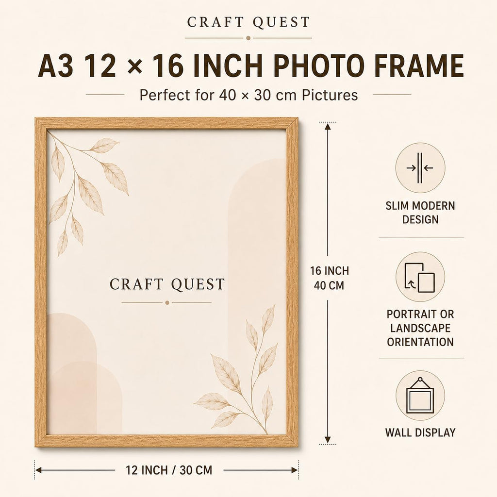 CRAFT QUEST 4X6 Inch Size synthetic Wall Mount Photo frames Single For Home Decoration, Living Room, Office Decoration (Natural, Set of 1)