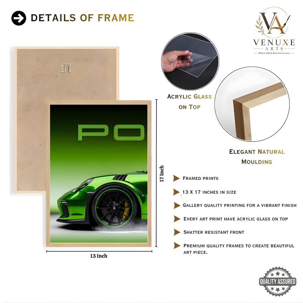 VENUXE ARTS Set Of 3 Big Sports Cars Framed Posters Gift Items for Boys Room Wall Decoration Bedroom, Living Room, Office, Studio Décor | Car Poster Frame for Wall Décor