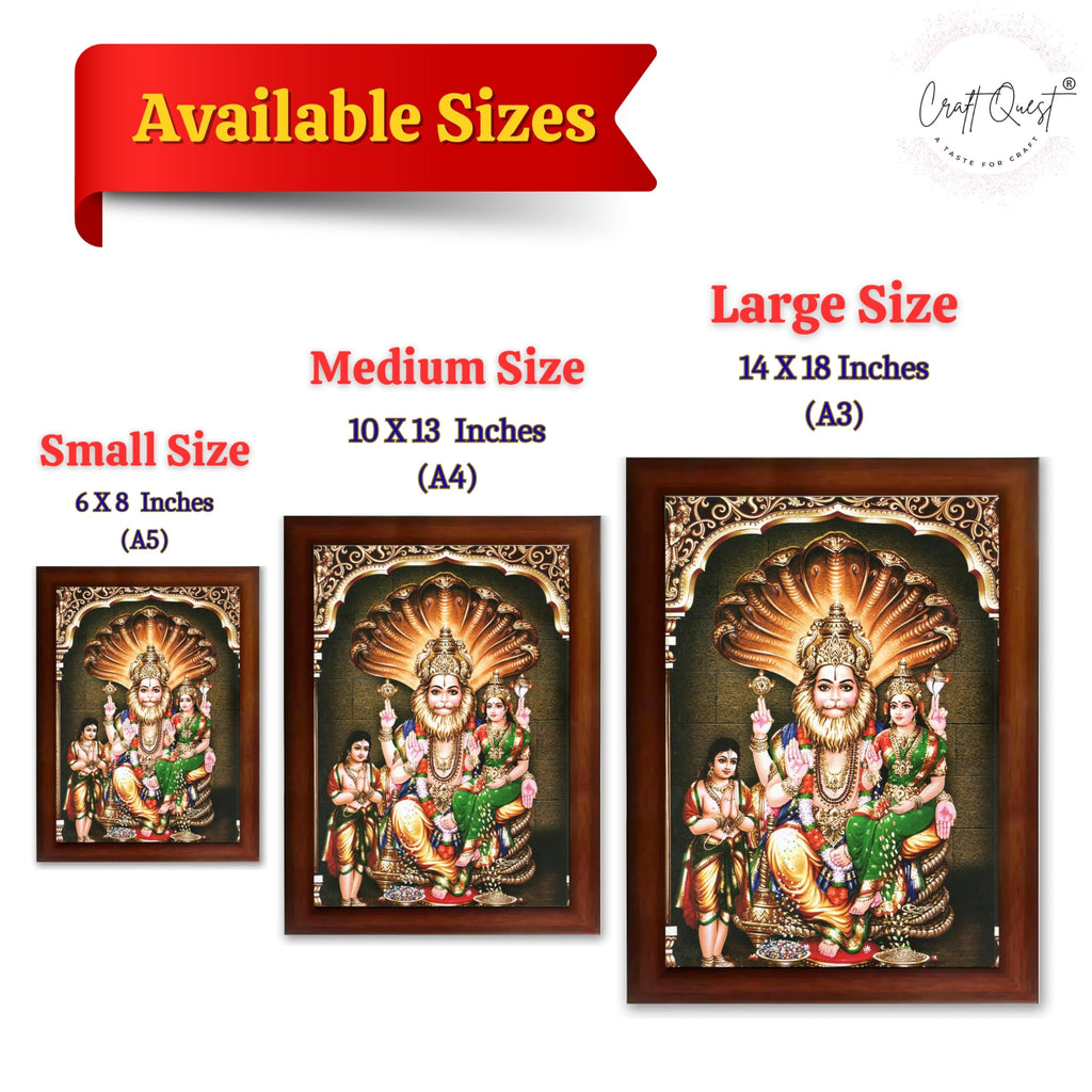 CRAFT QUEST Lakshmi Narasimha Swamy Lord Narsingh Bhagwan Photo Framed | Acrylic Glass, Lightweight | Ideal for Home, Office, Temple & Puja Room, Wall Decor