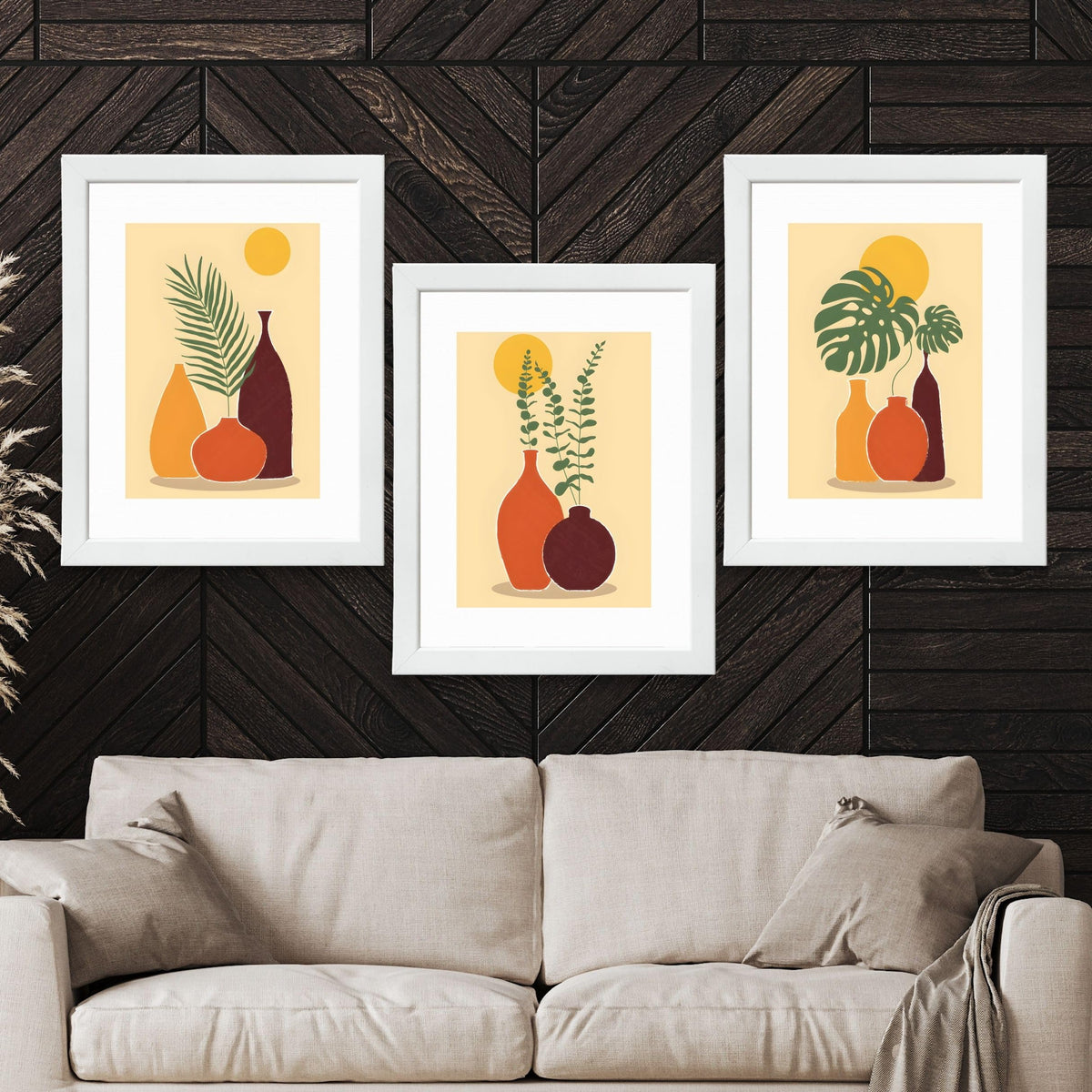 CRAFT QUEST Wall Art Decor Paintings | Set of 3 FLORAL Wall Art Frames for Home Decoration | Ideal for Living Room, Bedroom & Offices