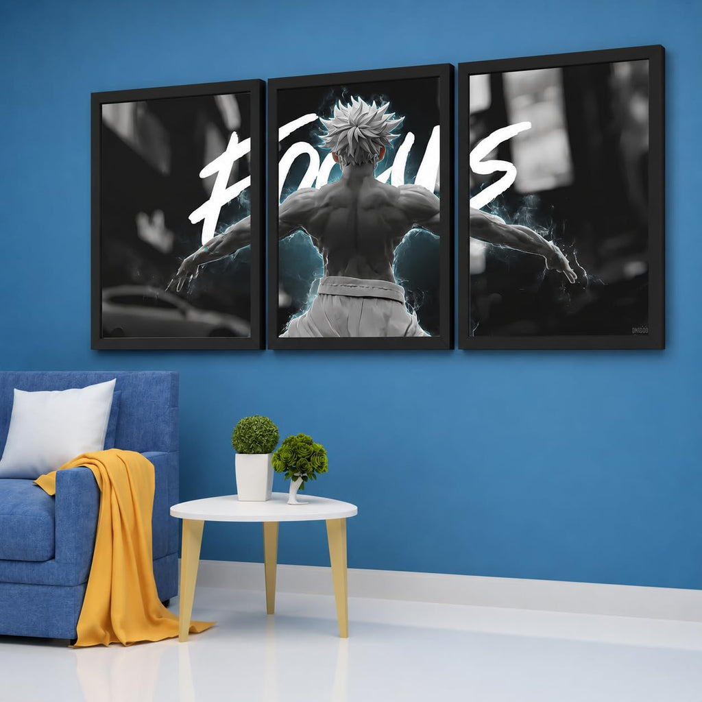 VENUXE ARTS Set Of 3 Anime Characters Wall Framed |Anime Characters Framed Poster for Living Room Bedroom Gaming Room Studio Wall Decor
