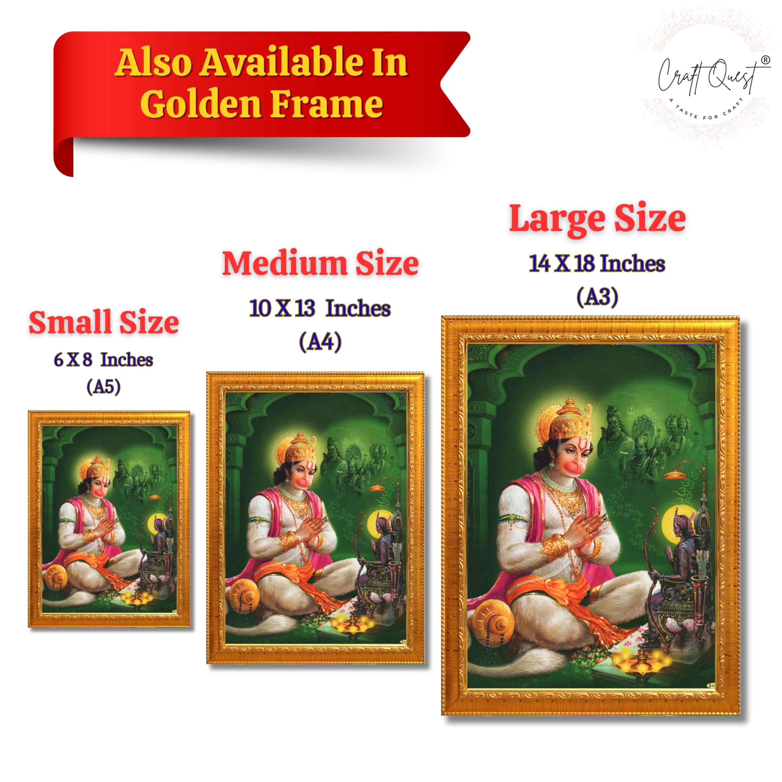 CRAFT QUEST Hanuman JI | Bajrangbali Religious Photo frame home decorative
