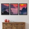 CRAFT QUEST Nature Inspired Mountains & Clouds Wall Art | Set of 3 Frames for Home Decoration | Ideal for Living Room, Bedroom & Offices