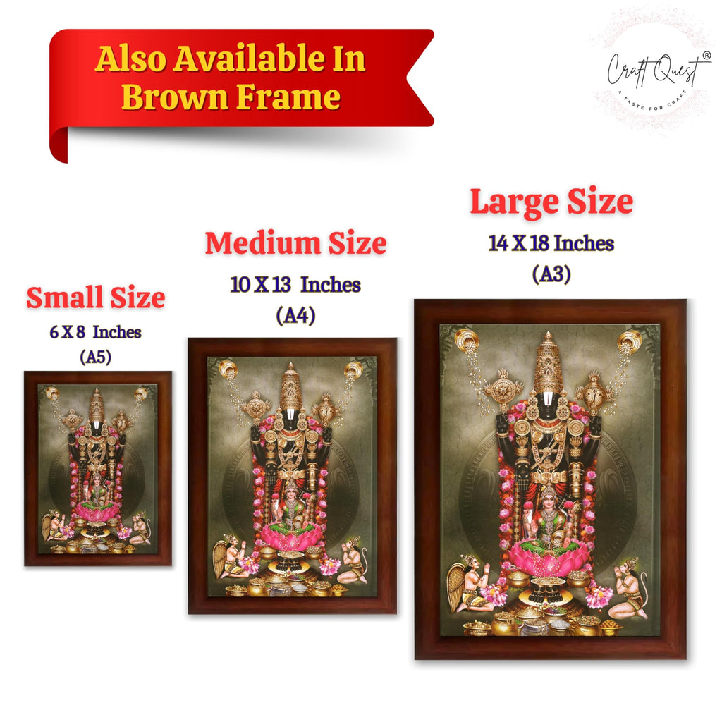 CRAFT QUEST Venkateshwara Tirupati Balaji Lakshmi venkateshwer Swamy Wall Photo Frame For Home, Temple, Pooja, Wall Décor Item