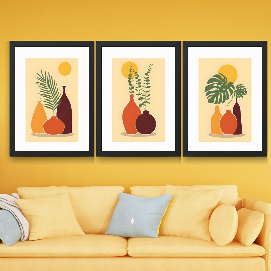 CRAFT QUEST Wall Art Decor Paintings | Set of 3 FLORAL Wall Art Frames for Home Decoration | Ideal for Living Room, Bedroom & Offices