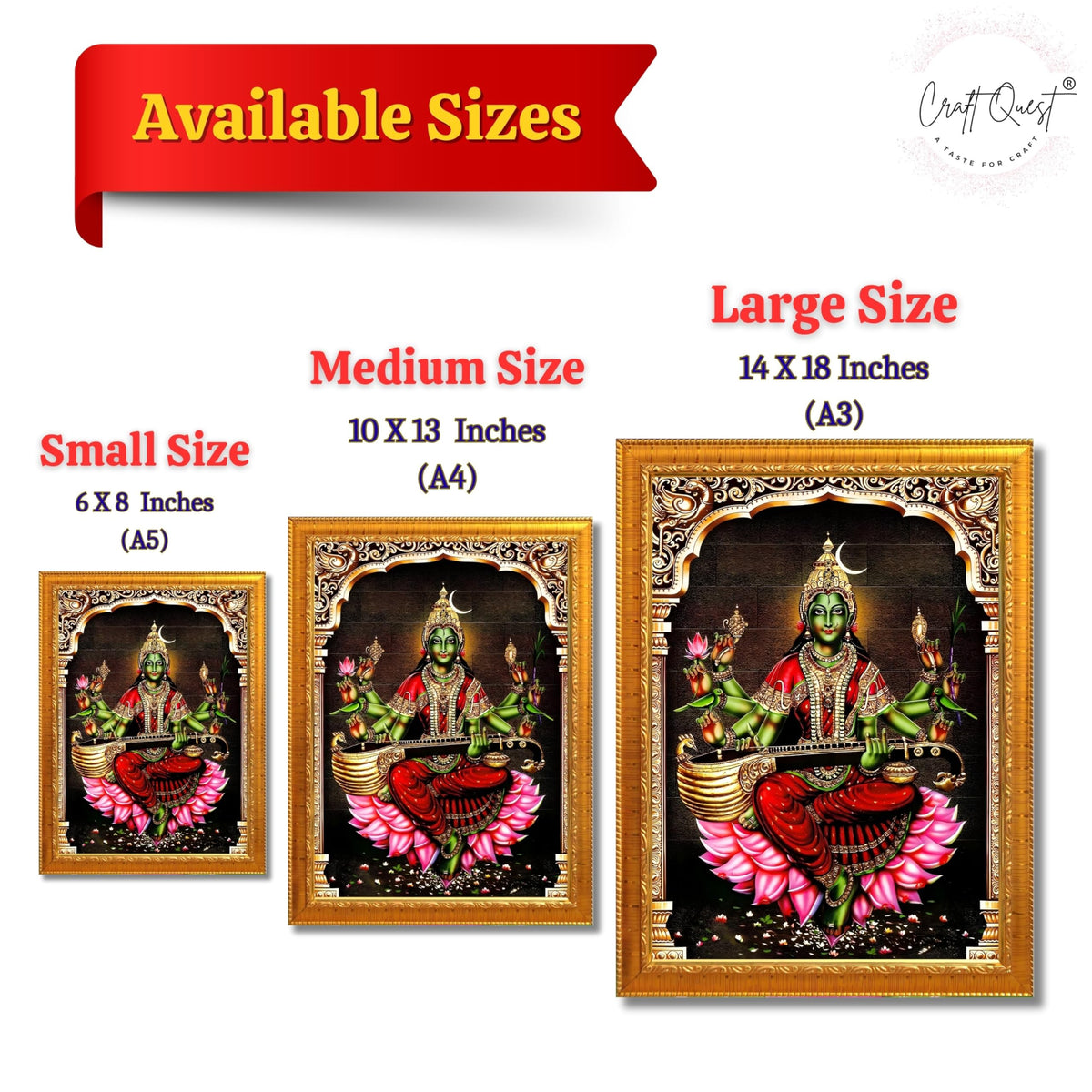 CRAFT QUEST Syamala Devi Shyamala Matangi Wall Painting Framed | South God Picture Frame for Home, Office, Temple & Gifting, Decor