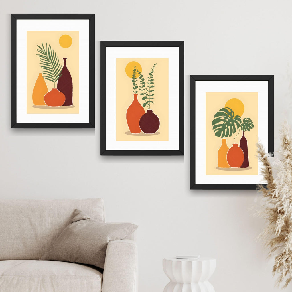 CRAFT QUEST Wall Art Decor Paintings | Set of 3 FLORAL Wall Art Frames for Home Decoration | Ideal for Living Room, Bedroom & Offices