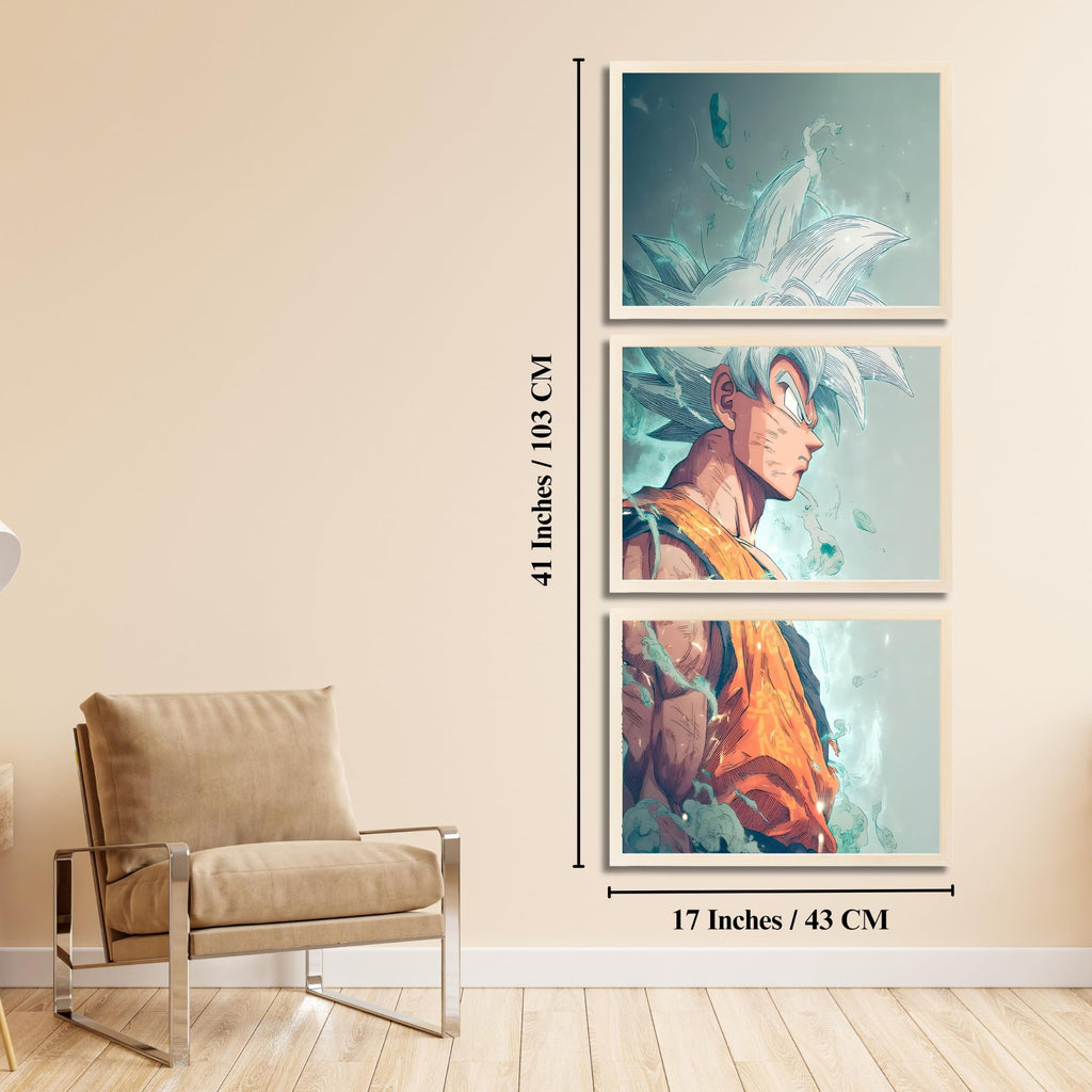 VENUXE ARTS Set Of 3 Anime Characters Wall Framed |Anime Characters Framed Poster for Living Room Bedroom Gaming Room Studio Wall Decor