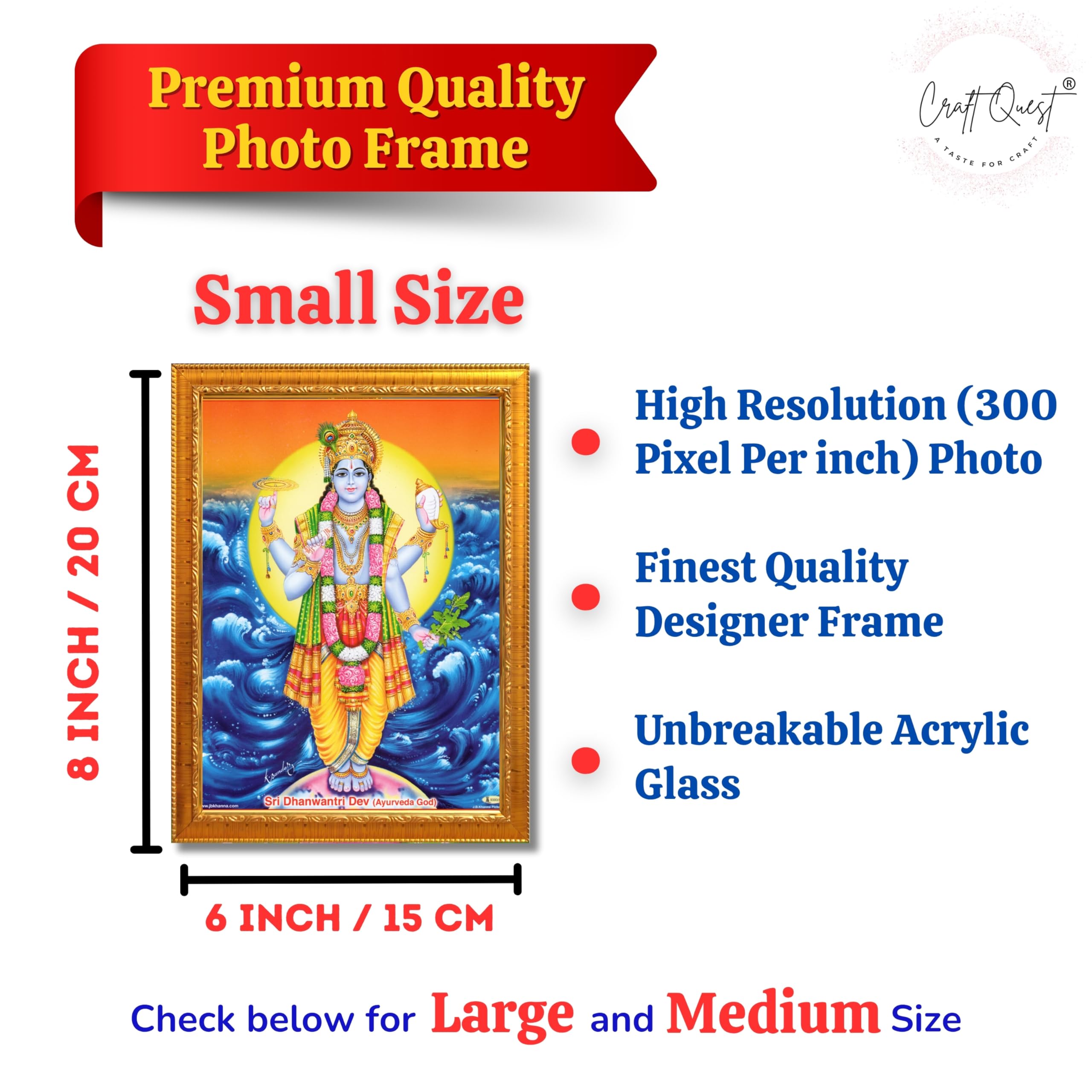 CRAFT QUEST Dhanvantari/Dhanvantri God of Health and Ayurveda Photo Frame