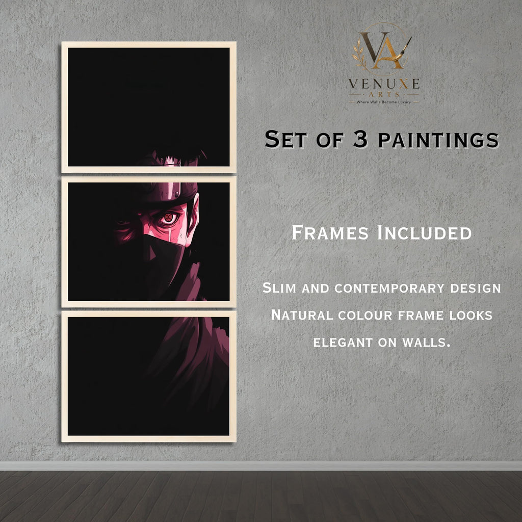 VENUXE ARTS Set Of 3 Anime Characters Wall Framed |Anime Characters Framed Poster for Living Room Bedroom Gaming Room Studio Wall Decor