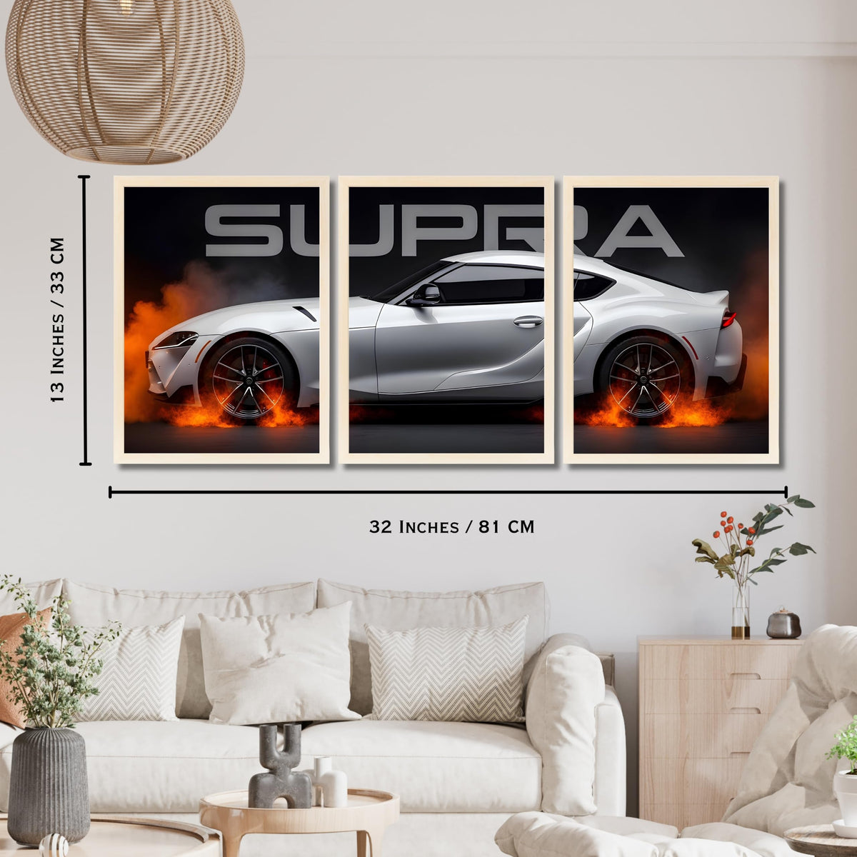 VENUXE ARTS Set Of 3 Big Sports Cars Framed Posters Gift Items for Boys Room Wall Decoration Bedroom Living Room Office Studio Décor | Car Poster Frame for Wall Décor