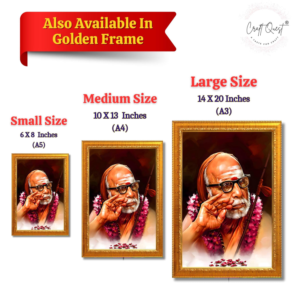 CRAFT QUEST Kanchi Maha Periyava Periyavar Periyar Kanji Wall Painting Framed Home Décor