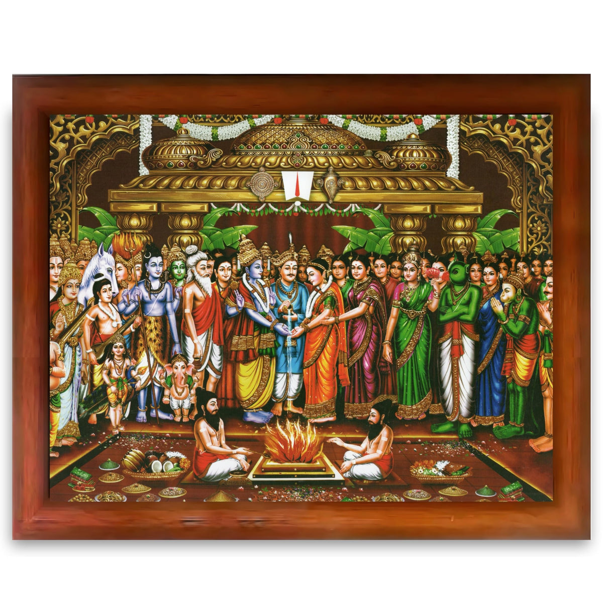 CRAFT QUEST Tirupati Balaji Padmavati Srinivasa Kalyanam Wall Painting Framed | South God Picture Frame for Home, Office, Temple & Gifting