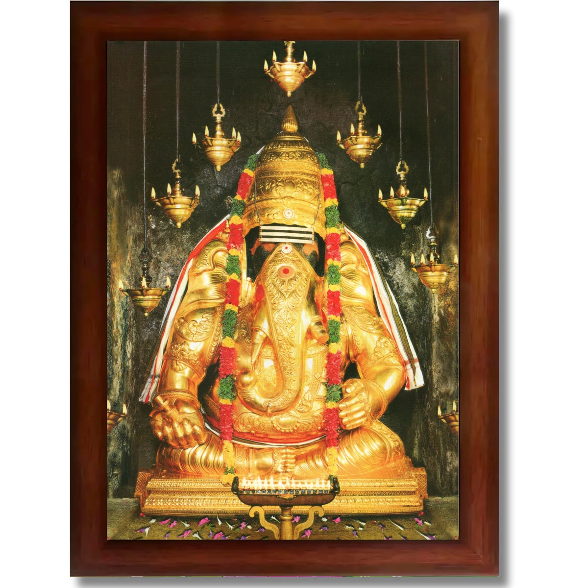 CRAFT QUEST Pillayarpatti Karpaga Vinayagar Hanging Wall Painting Photo Framed | South God Picture Frame for Home, Office, Temple & Gifting, Decor
