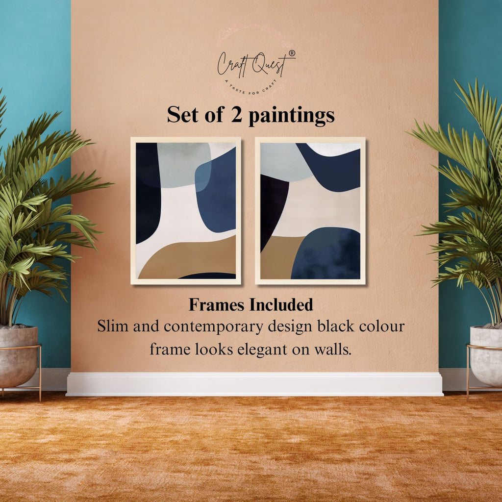 CRAFT QUEST Wall Art Decor Paintings | Set of 2 Abstract Wall Art Frames for Home Decoration | Perfect for Living Room, Bedroom & Office