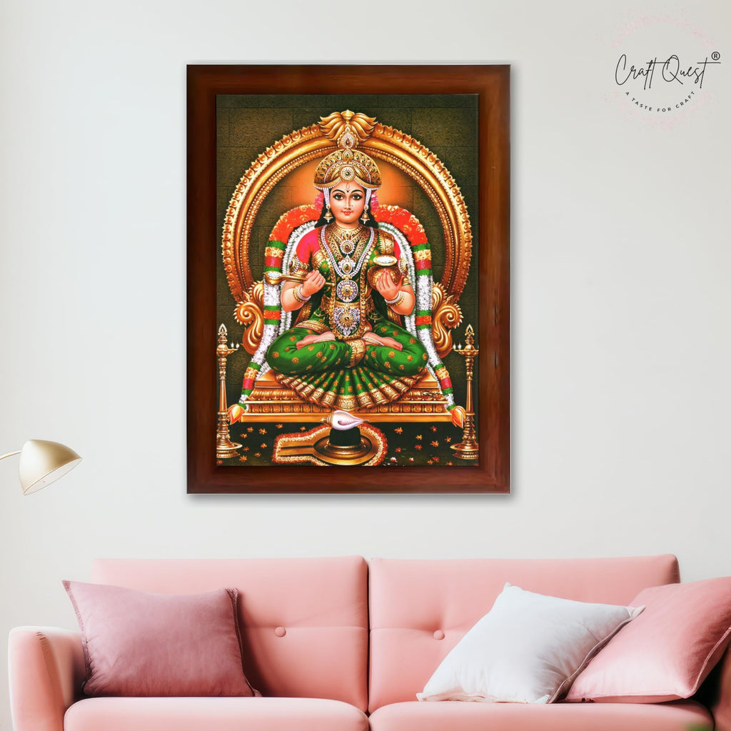 CRAFT QUEST Shiva & Maa Annapurna devi sitting on throne photo frame with Acrylic Glass for Kitchen, Food & Prosperity Blessing Hindu