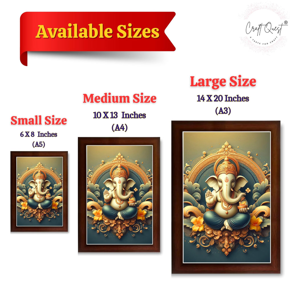 CRAFT QUEST Lord Ganpati Ganesh ji God Frame for Pooja Room & Wall Decor GA-254