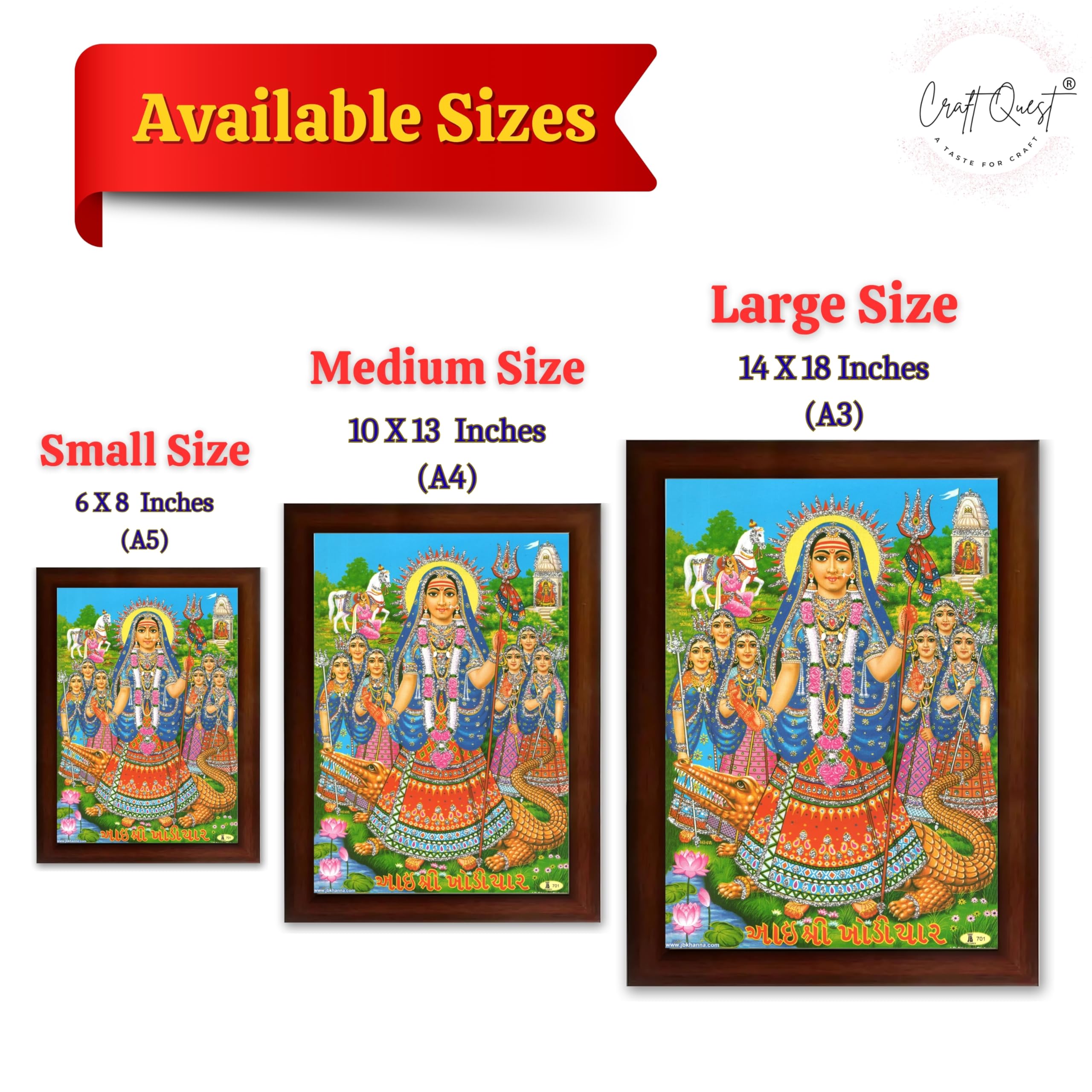 CRAFT QUEST Khodiyar Maa Mata Wall Painting Framed Home Décor wooden frame