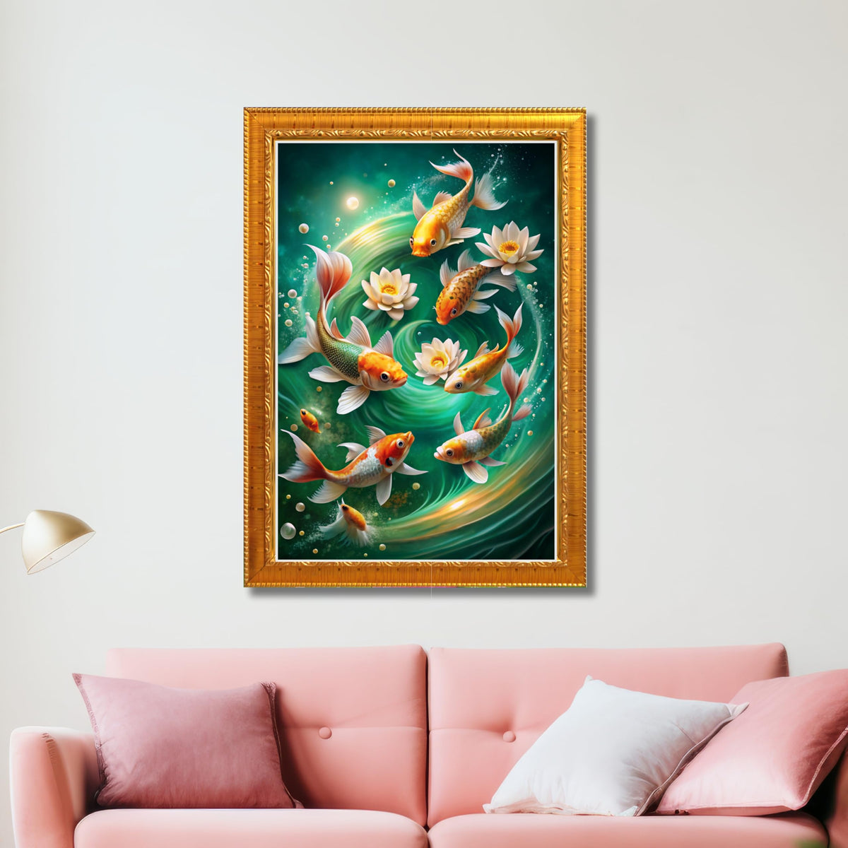 CRAFT QUEST Vastu Fishes Painting With Floating Frame Home Office Wall Decor | Paintings for Home Decoration, Living room, Bedroom and Office Décor