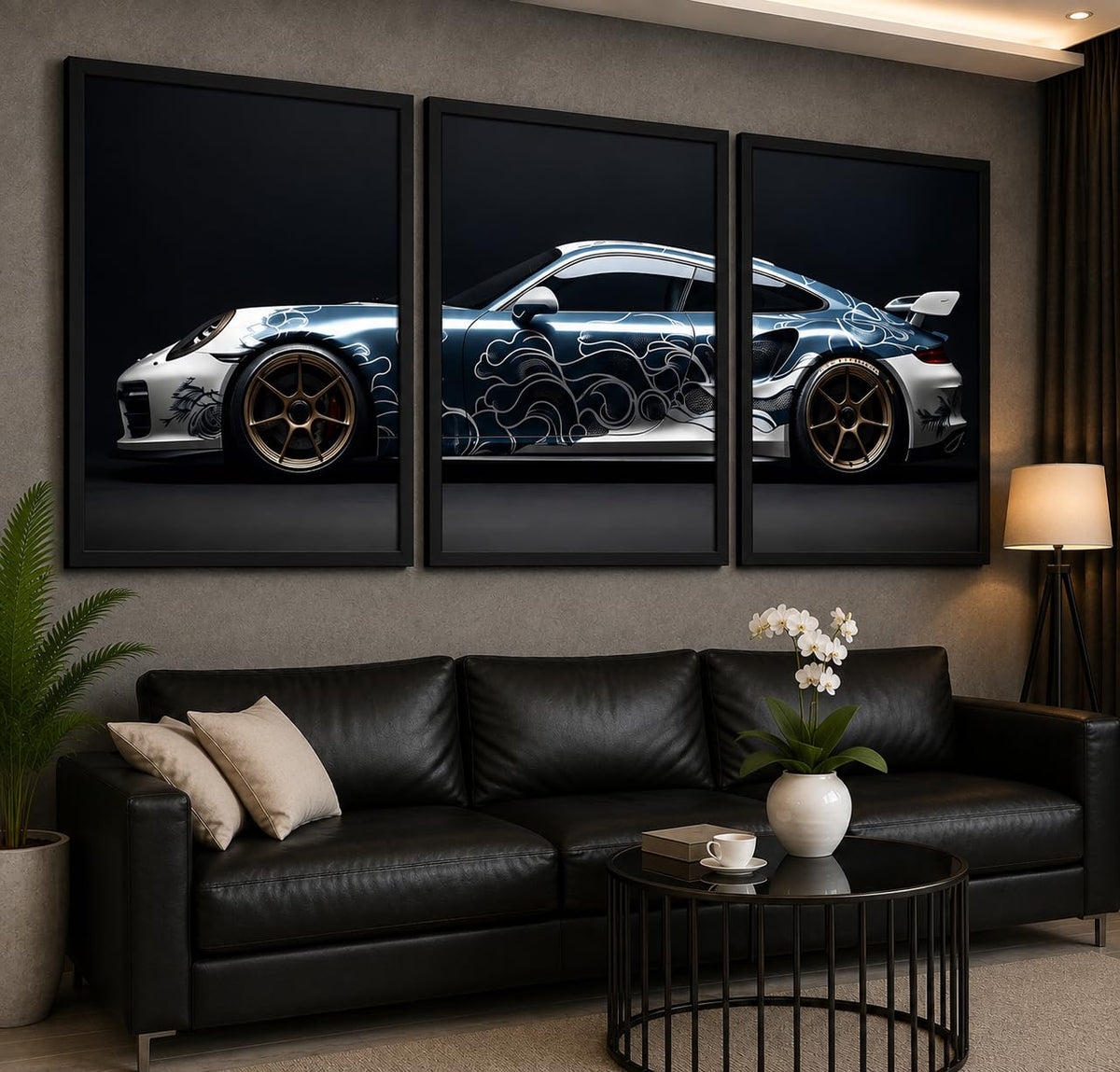 VENUXE ARTS Set Of 3 Big Sports Cars Framed Posters Gift Items for Boys Room Wall Decoration Bedroom Living Room Office Studio Décor | Car Poster Frame for Wall Décor