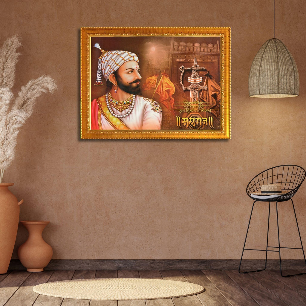 CRAFT QUEST Chhatrapati Shivaji Maharaj photo frame Home Decorative items with synthetic frame