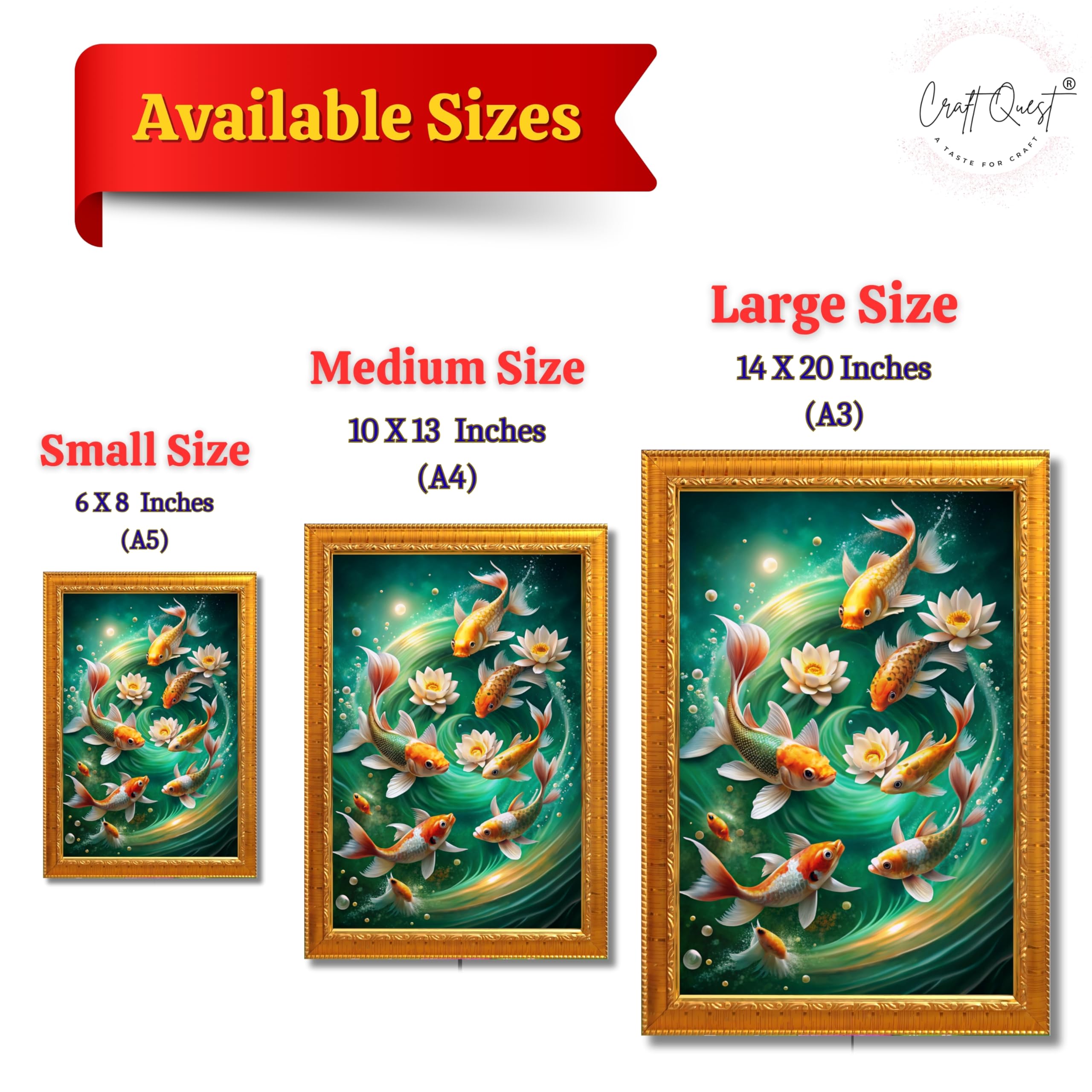 CRAFT QUEST Vastu Fishes Painting With Floating Frame Home Office Wall Decor | Paintings for Home Decoration, Living room, Bedroom and Office Décor