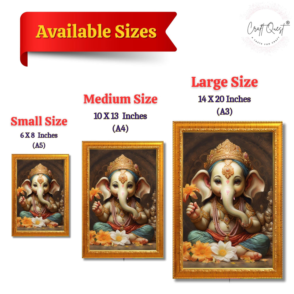 CRAFT QUEST Lord Ganesha Ganpati ji Abstract Modern Wall Painting With Frame For Home and Office Décor