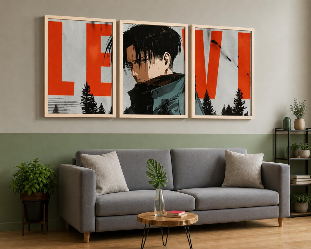 VENUXE ARTS Set Of 3 Anime Characters Wall Framed |Anime Characters Framed Poster for Living Room Bedroom Gaming Room Studio Wall Decor