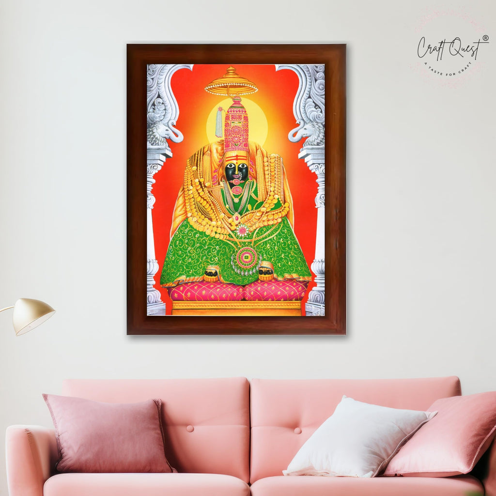 CRAFT QUEST Tulja mata photo with frame, Tuljabhawani photo | Hindu God Spiritual Framed | Ideal for Home, Office, Temple & Puja Room, Wall Decor