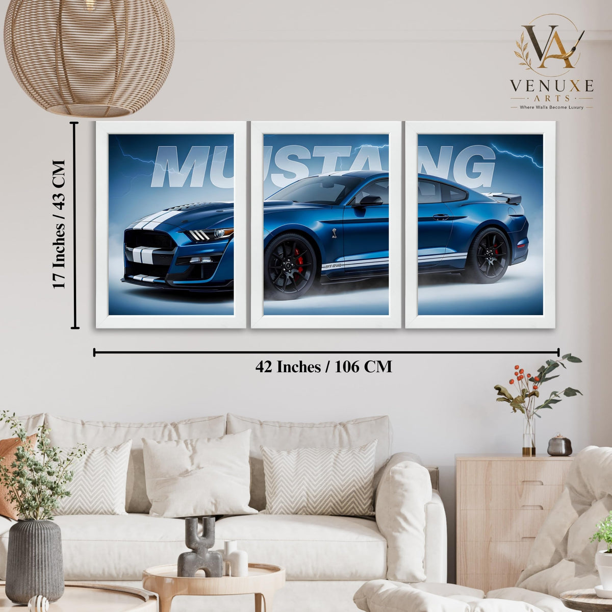 VENUXE ARTS Set Of 3 Big Sports Cars Framed Posters Gift Items for Boys Room Wall Decoration Bedroom, Living Room, Office, Studio Décor | Car Poster Frame for Wall Décor