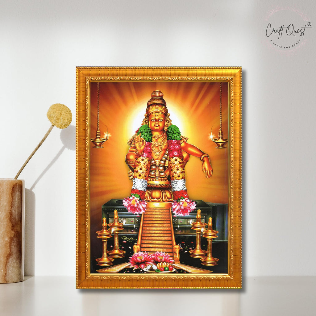 CRAFT QUEST Lord Ayyappa Swamy Ayyappan Iyyappan South photo Frame For Wall Painting,Temple, Pooja, Home Décor Items