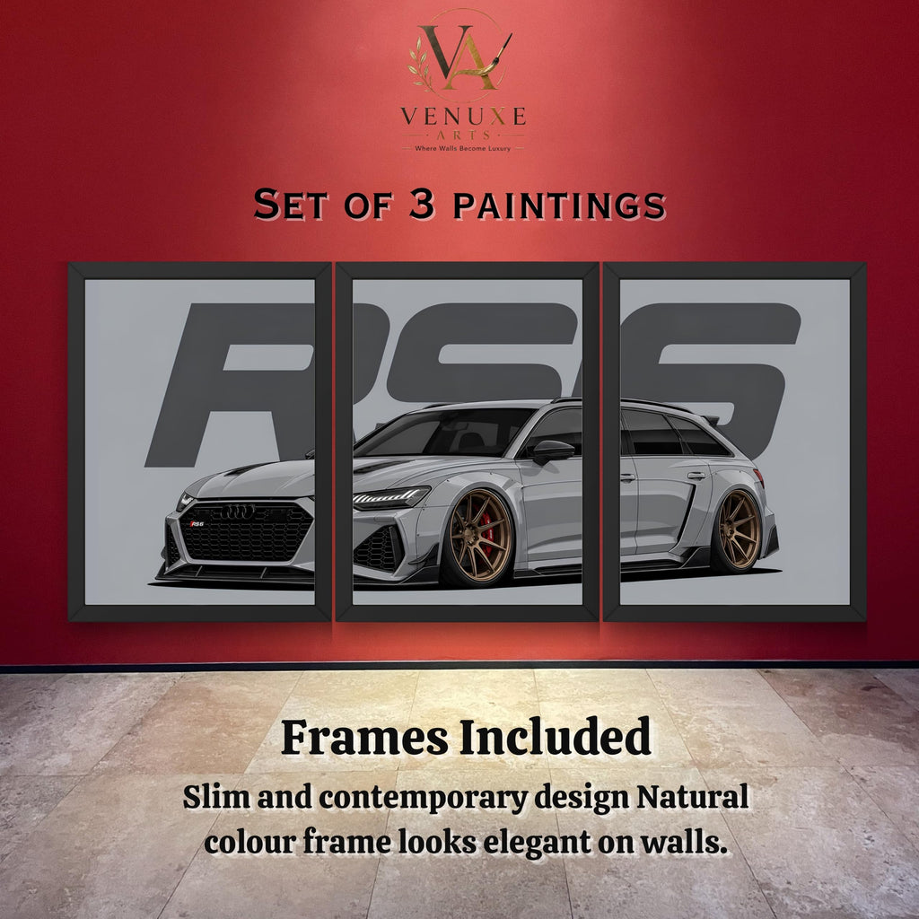 VENUXE ARTS Set Of 3 Big Sports Cars Framed Posters Gift Items for Boys Room Wall Decoration Bedroom Living Room Office Studio Décor | Car Poster Frame for Wall Décor