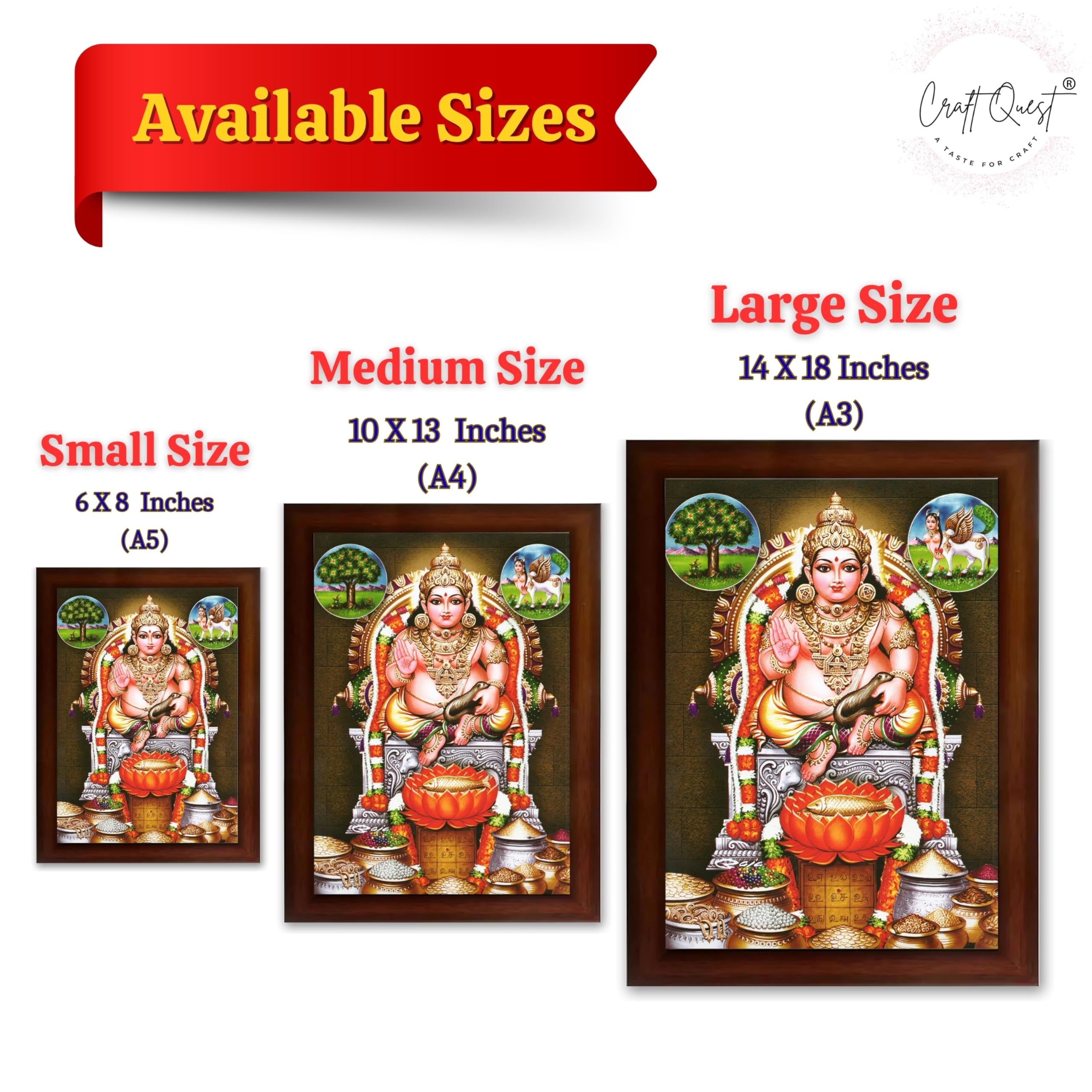 CRAFT QUEST Lord Kubera Swamy Bhagwan Kuber Kubera Wall Painting Framed, Religious Photo Frame, Home Decoration Gift Item