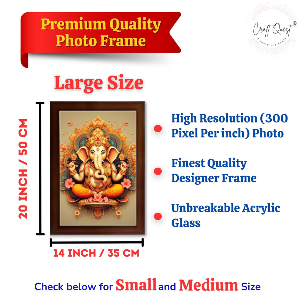 CRAFT QUEST Lord Ganesh ji Wall Hanging Frame for Living Room, Pooja Room Décor GA-216
