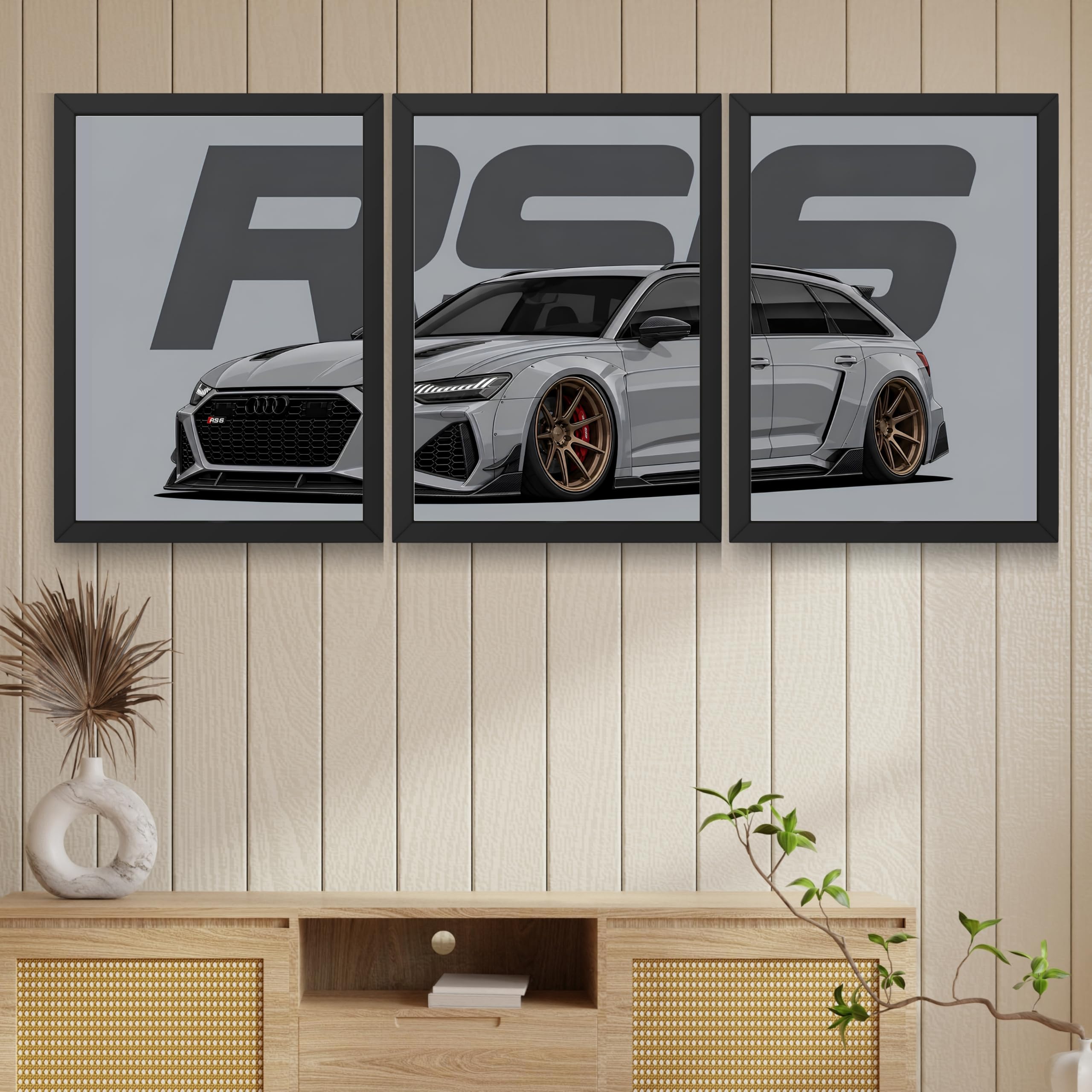 VENUXE ARTS Set Of 3 Big Sports Cars Framed Posters Gift Items for Boys Room Wall Decoration Bedroom Living Room Office Studio Décor | Car Poster Frame for Wall Décor