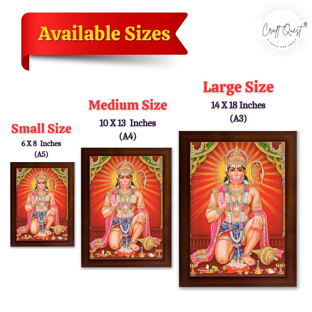 CRAFT QUEST Hanuman JI | Bajrangbali Religious Photo frame Home Decorative Item Synthetic frame