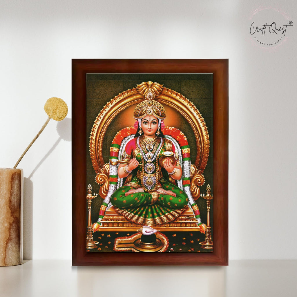 CRAFT QUEST Shiva & Maa Annapurna devi sitting on throne photo frame with Acrylic Glass for Kitchen, Food & Prosperity Blessing Hindu