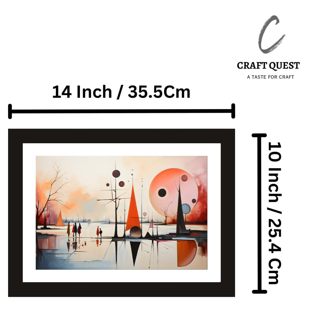 CRAFT QUEST Abstract Modern Neon Noir Art Poster Frame for Home & Office Wall Decoration - Portrait, Wall Display (Black, 14x10 Inch Frame with Art Print) (Tropical Reverie)