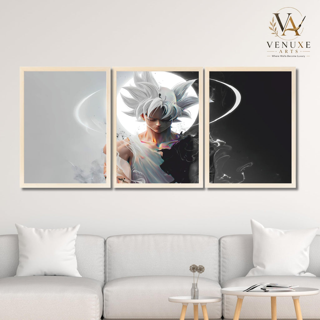 VENUXE ARTS Set Of 3 Anime Characters Wall Framed |Anime Characters Framed Poster for Living Room Bedroom Gaming Room Studio Wall Decor