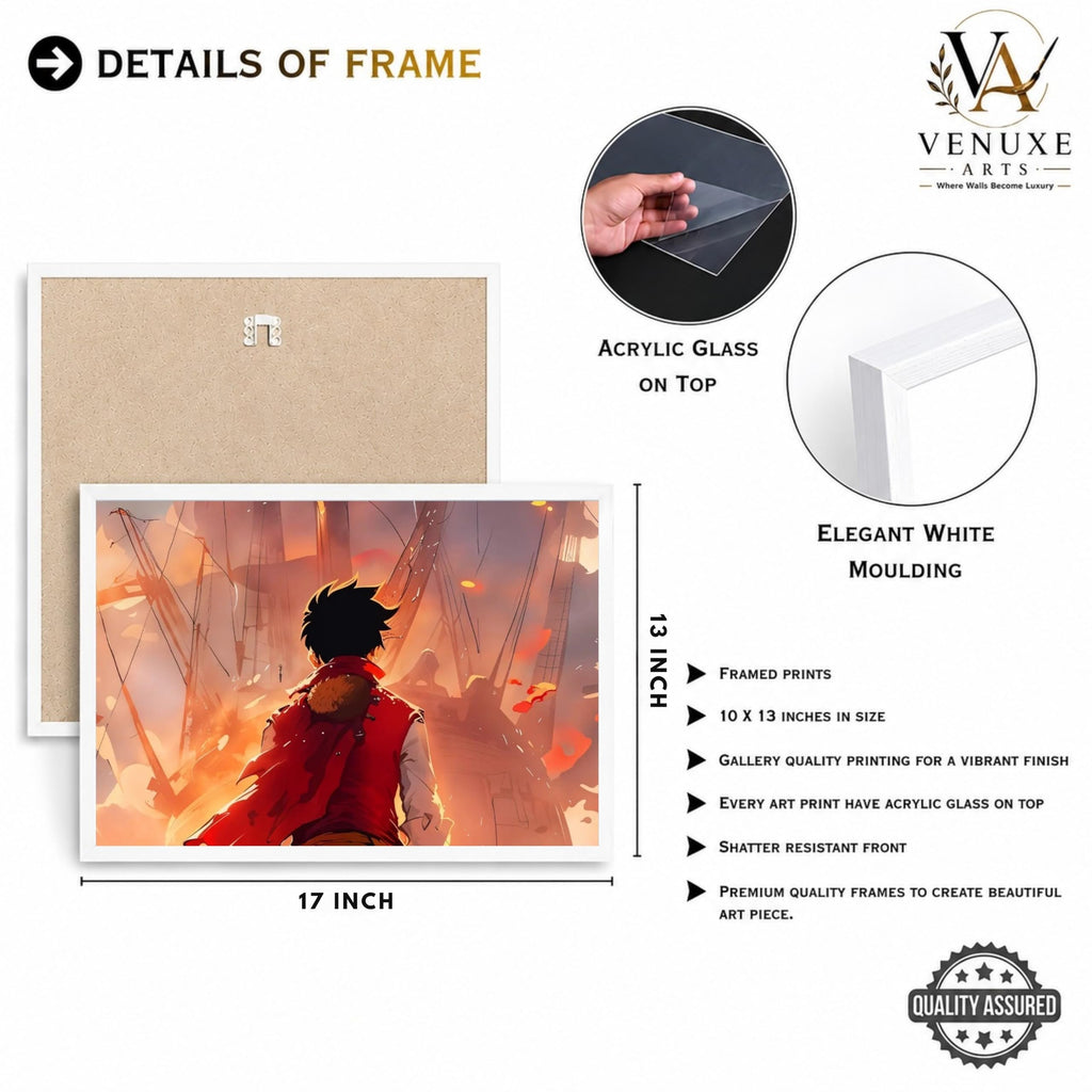 VENUXE ARTS Set Of 3 Anime Characters Wall Framed |Anime Characters Framed Poster for Living Room Bedroom Gaming Room Studio Wall Decor