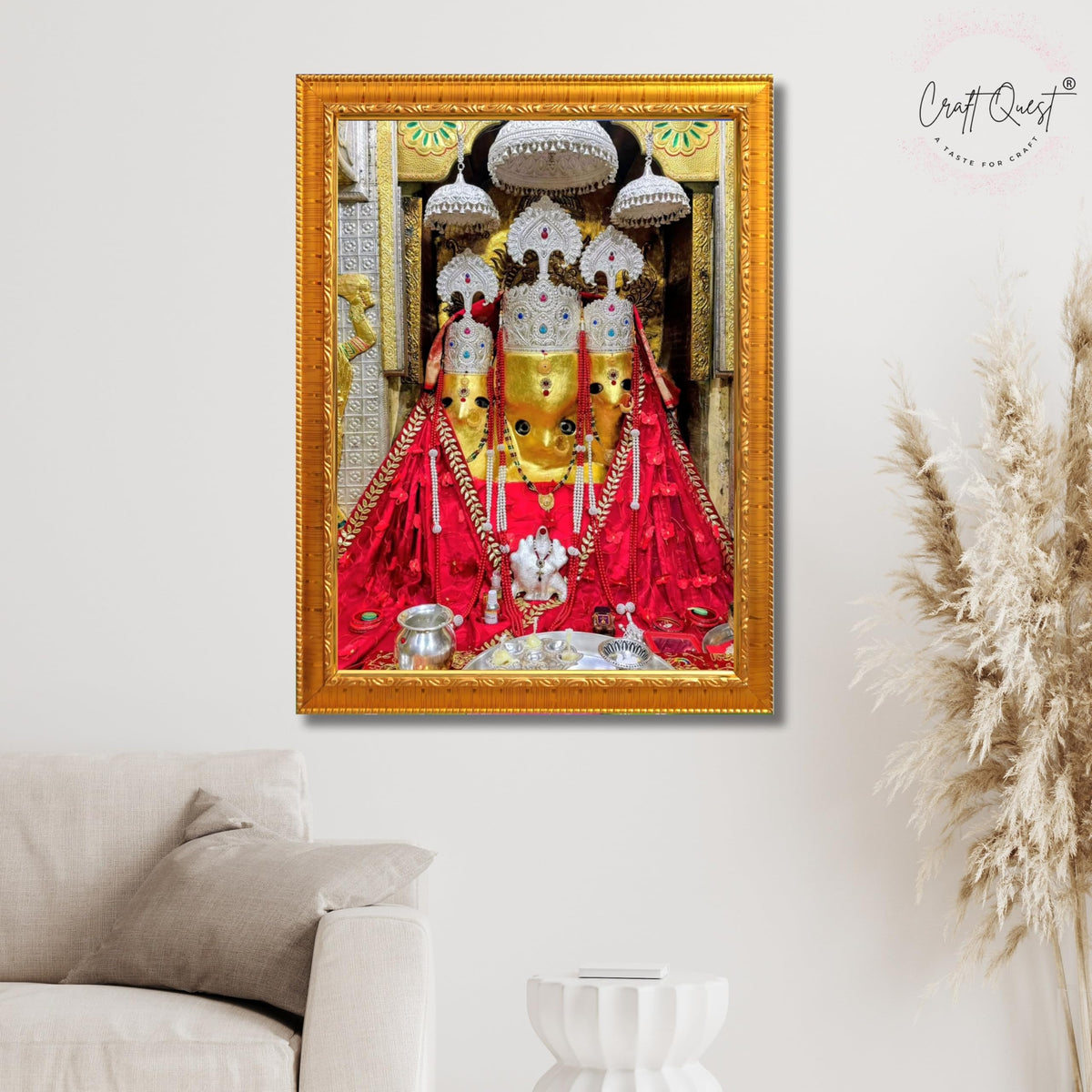 CRAFT QUEST Baglamuklhi maa/mata wodden Religious Photo Frame for Home, Office