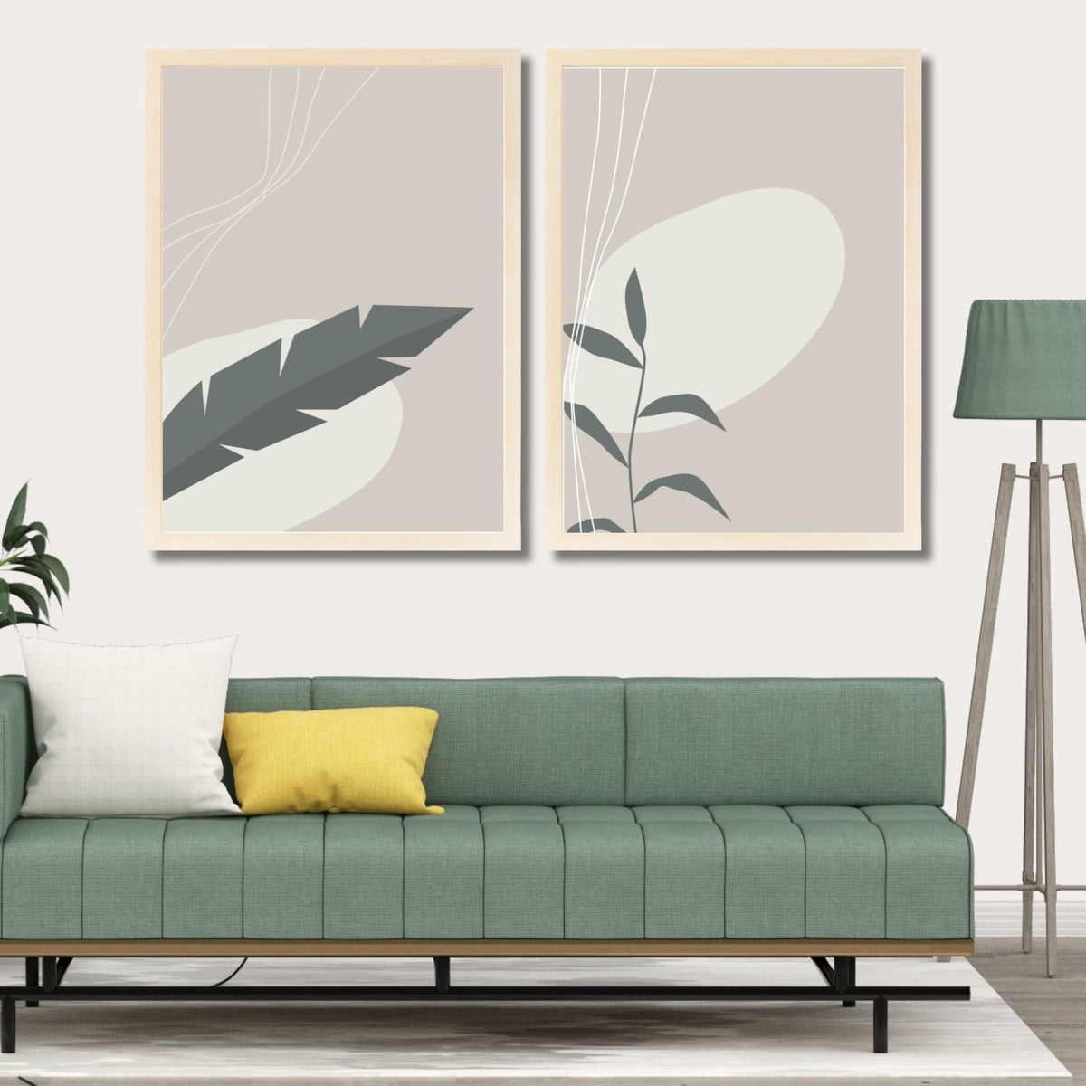 CRAFT QUEST Wall Art Decor Paintings | Set of 2 Floral Wall Art Frames for Home Decoration | Ideal for Living Room, Bedroom & Office (Style 112)