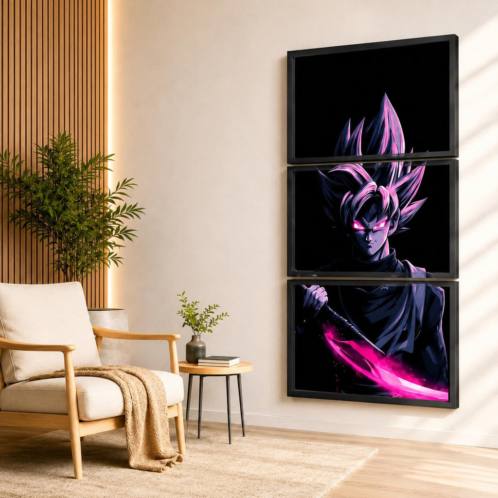 VENUXE ARTS Set Of 3 Anime Characters Wall Framed |Anime Characters Framed Poster for Living Room Bedroom Gaming Room Studio Wall Decor