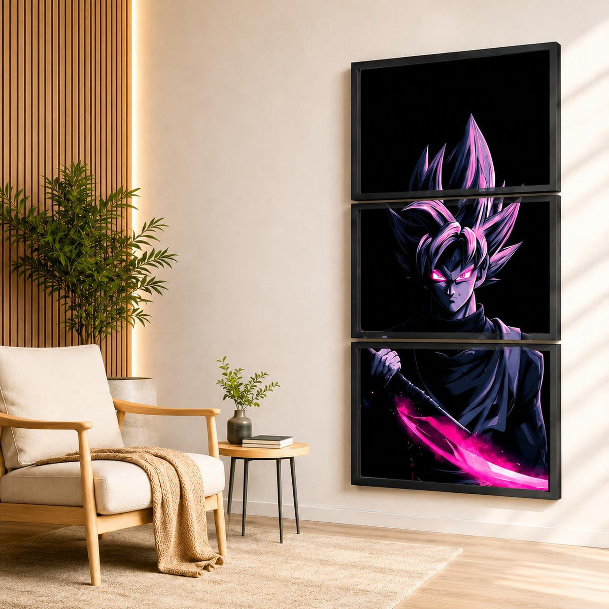 VENUXE ARTS Set Of 3 Anime Characters Wall Framed |Anime Characters Framed Poster for Living Room Bedroom Gaming Room Studio Wall Decor